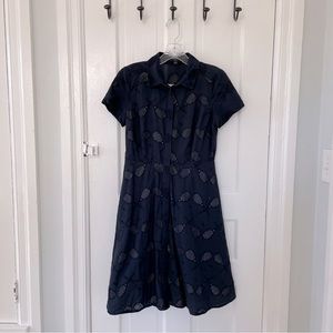ann taylor navy blue dresses Ann Taylor Navy Dress Navy Blue Floral pattern Size 0P 0 Petite